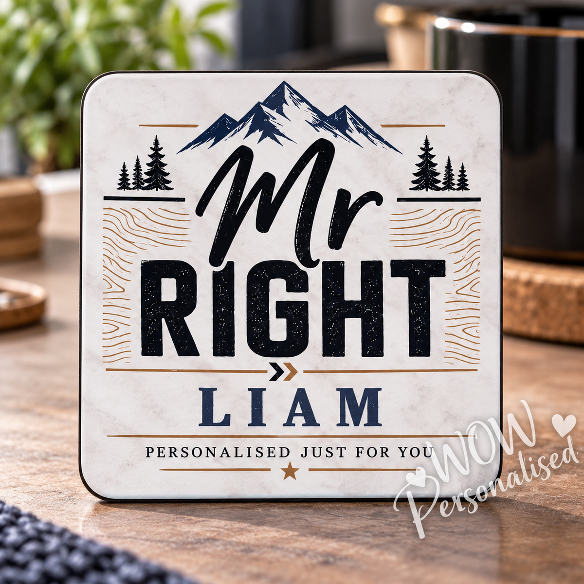 Personalised Mr Right Coaster | Custom Name Gift for Him