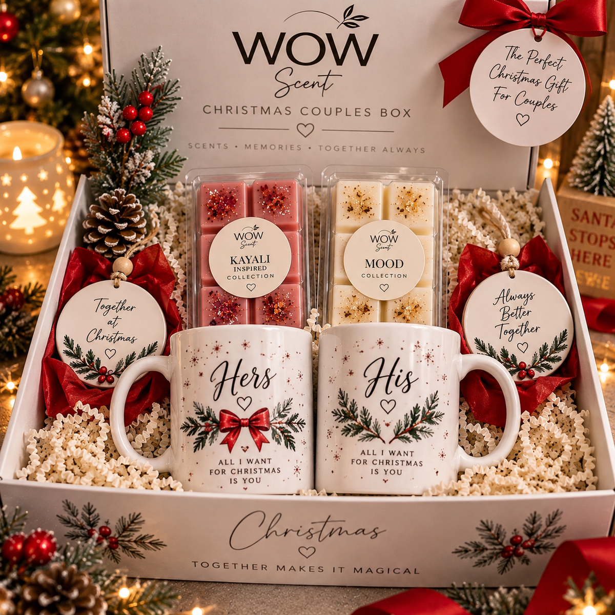 Christmas Couples Gift Box | His & Hers Mugs, Wax Melts & Ornaments