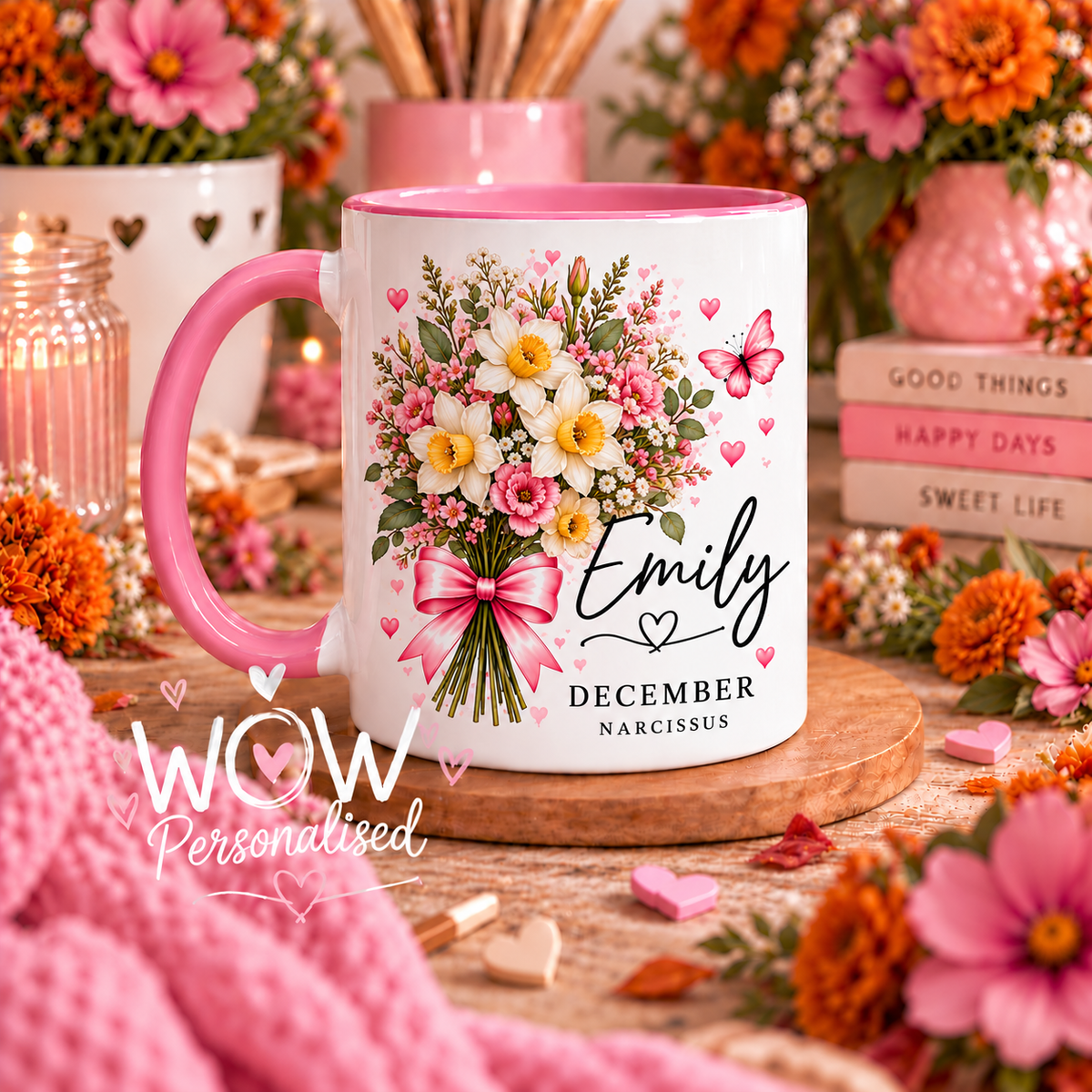 Personalised Birth Flower Mug with Name | Birth Month Flower Mug | Birthday Gift