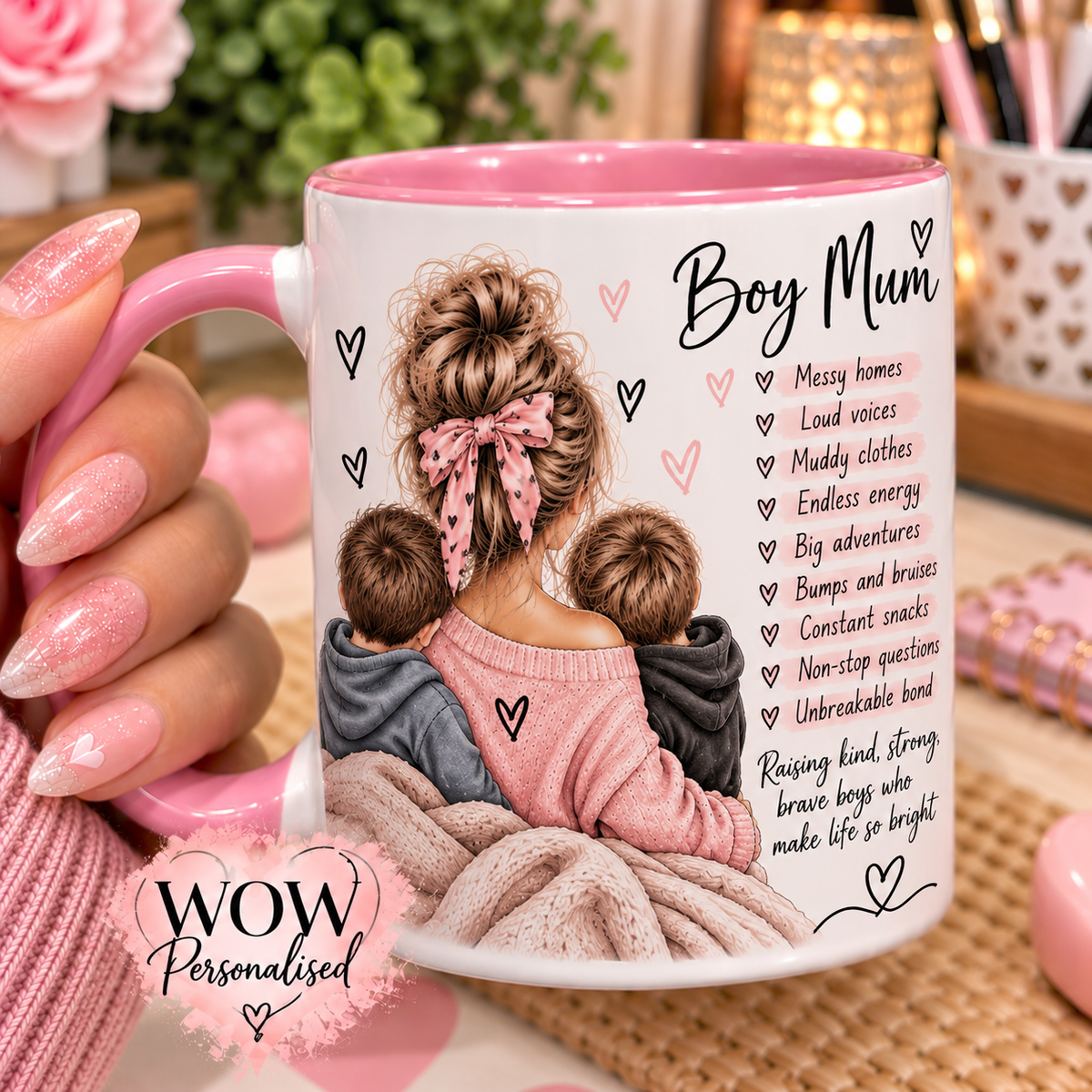 Boy Mum Mug 11oz | Raising Boys Coffee Cup | Cute Motherโs Day & Birthday Gift for Boy Mums