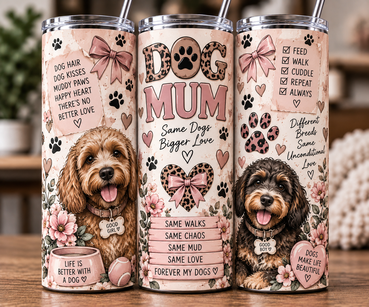 Dog Mum 20oz Tumbler | Personalised Dog Breed Travel Cup