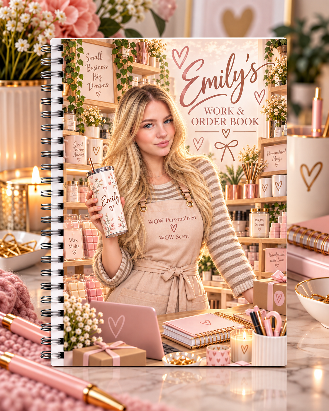 Personalised Small Business A4 Notebook | Custom Photo Work & Order Book