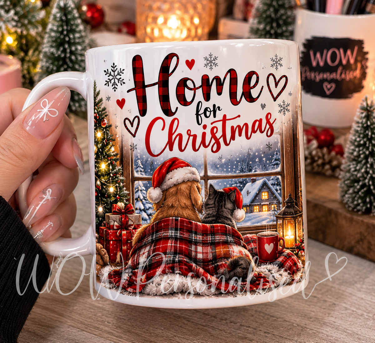 Home for Christmas Cat & Dog Mug | Cute Festive Pet Lovers 11oz Christmas Gift