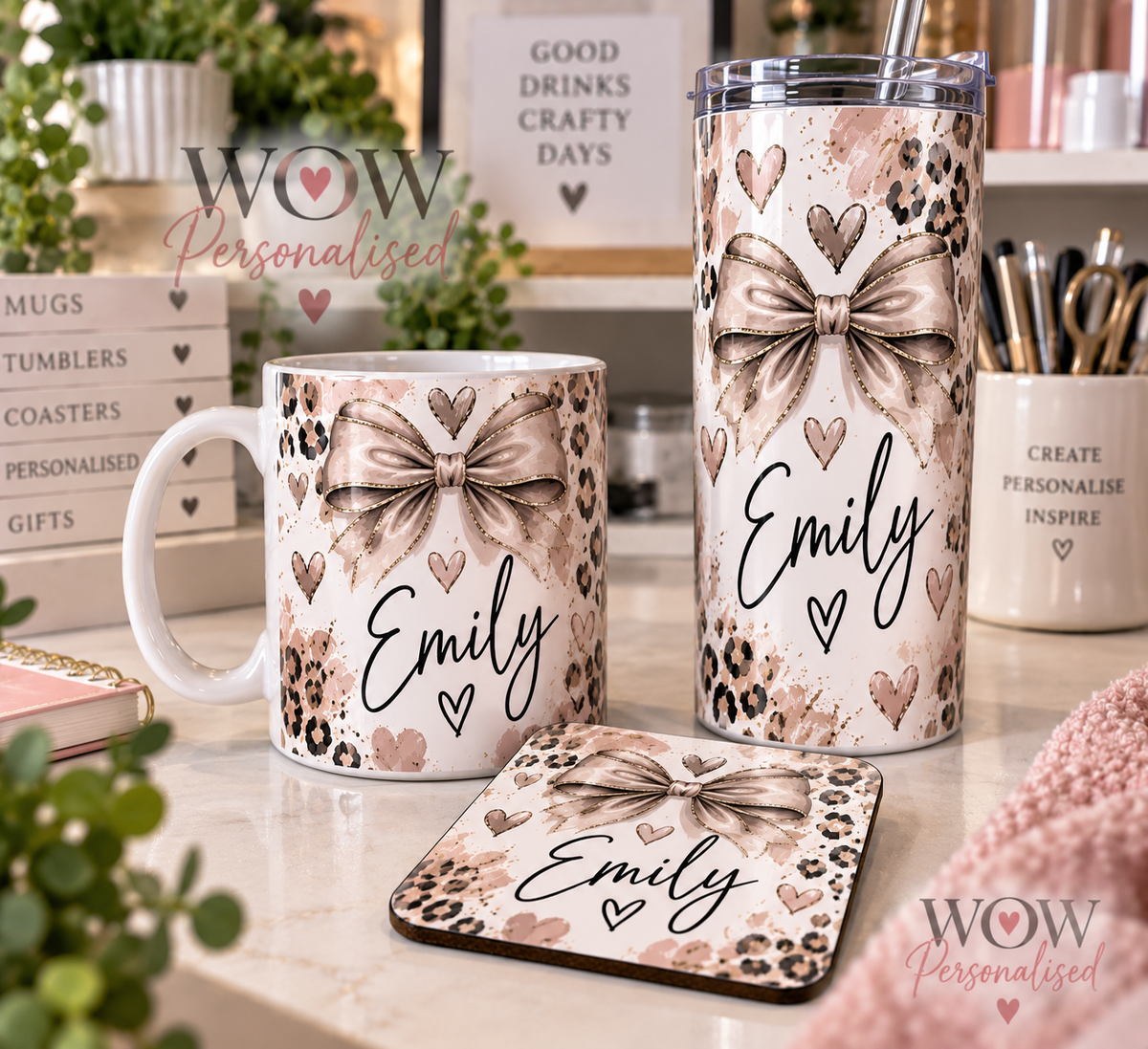 Personalised Mug, Coaster & 20oz Tumbler Gift Set | Any Name
