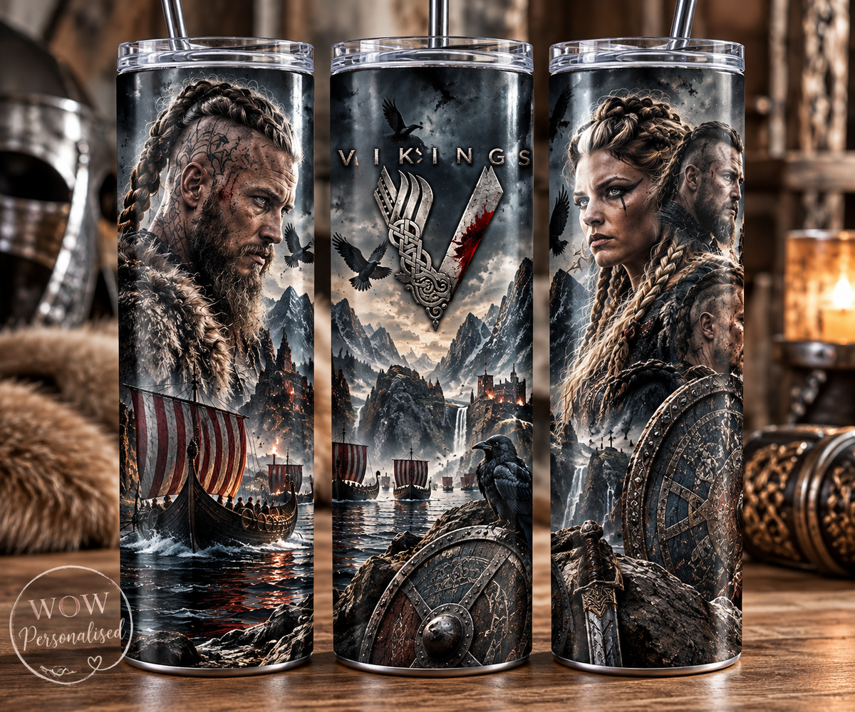 Vikings Inspired 20oz Skinny Tumbler | Viking Warrior Travel Cup