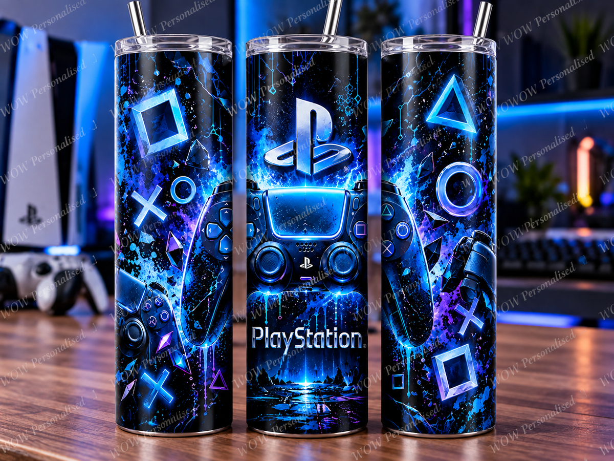 PlayStation 20oz Skinny Tumbler | Blue Gaming Travel Cup