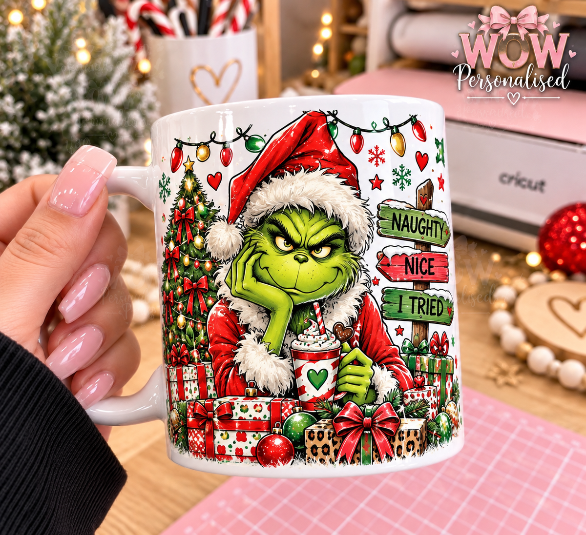 Grinch Christmas Mug | Naughty Nice I Tried Mug | Festive Gift