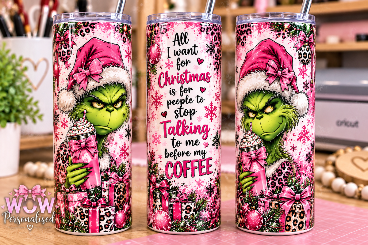 Pink Grinch Christmas 20oz Tumbler | Funny Christmas Cup