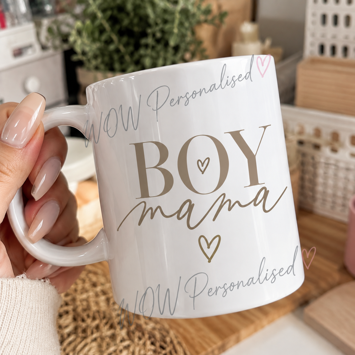 Boy Mama Mug | 11oz White Ceramic Coffee Mug | Beautiful Boy Mum Gift | Mother’s Day & Birthday Present | WOW Personalised