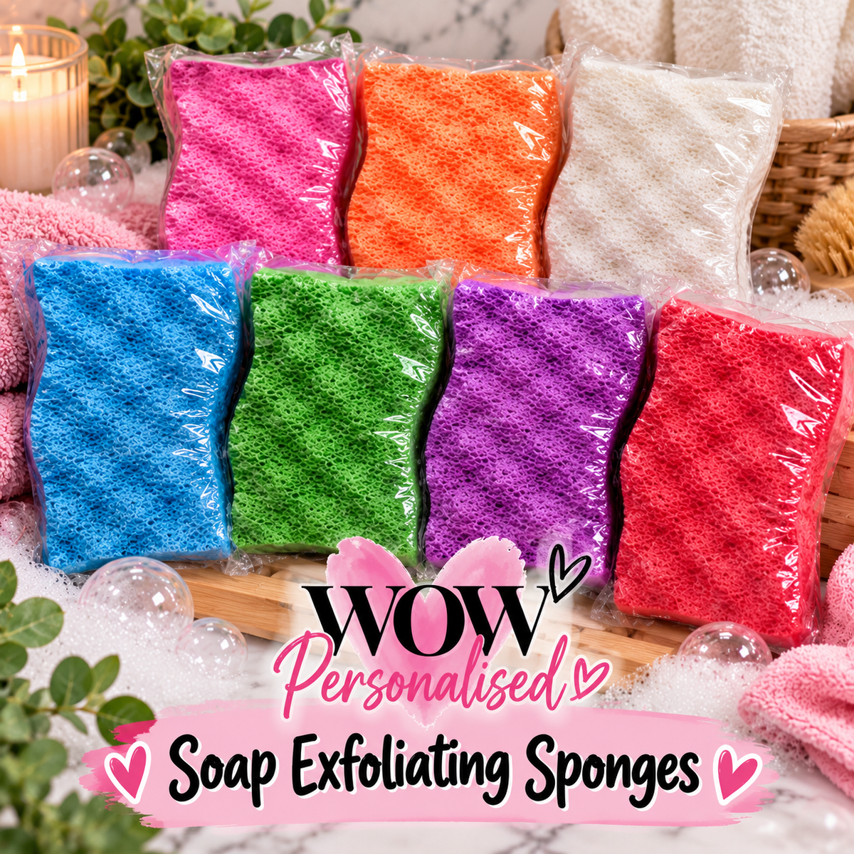 Soap Infused Exfoliating Sponges | Luxury Body Wash Sponges | WOW Personalised