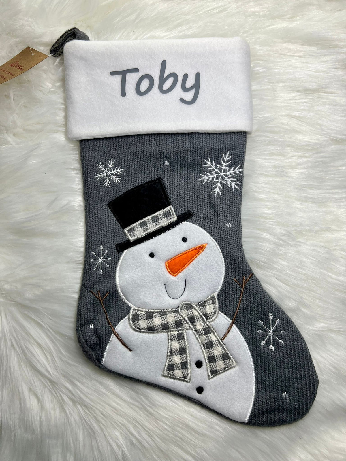 Personalised Christmas Stockings Grey Knitted 6 designs