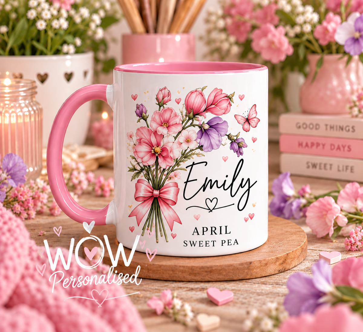 Personalised Birth Flower Mug with Name | Birth Month Flower Mug | Birthday Gift