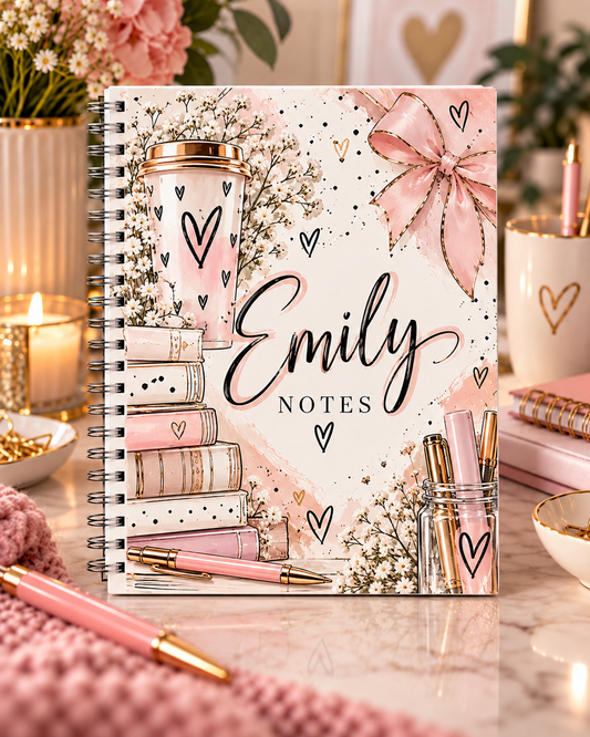 Personalised A4 Notes Notebook | Custom Name Pink Stationery Notebook
