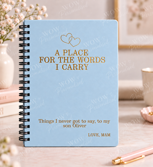 Personalised “A Place for the Words I Carry” Notebook for Son – Meaningful Keepsake Gift