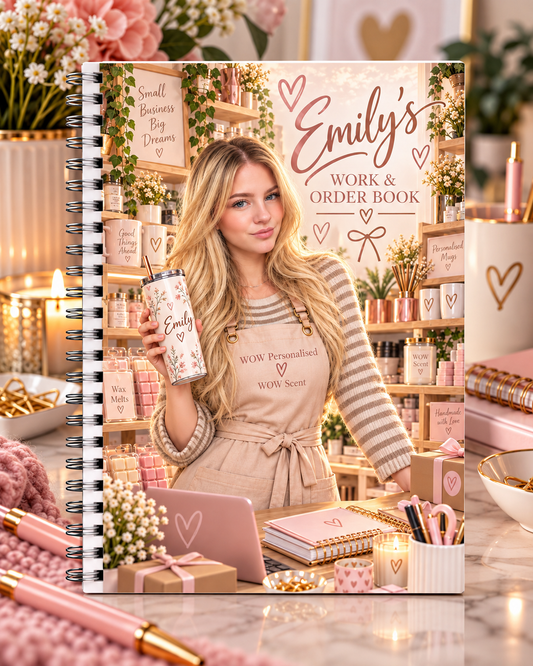 Personalised Small Business A4 Notebook | Custom Photo Work & Order Book