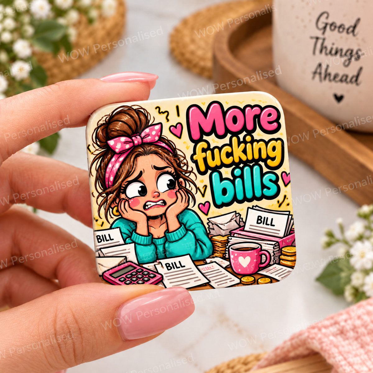 Funny Bills Fridge Magnet – “More F***ing Bills” Sarcastic Novelty Kitchen Magnet