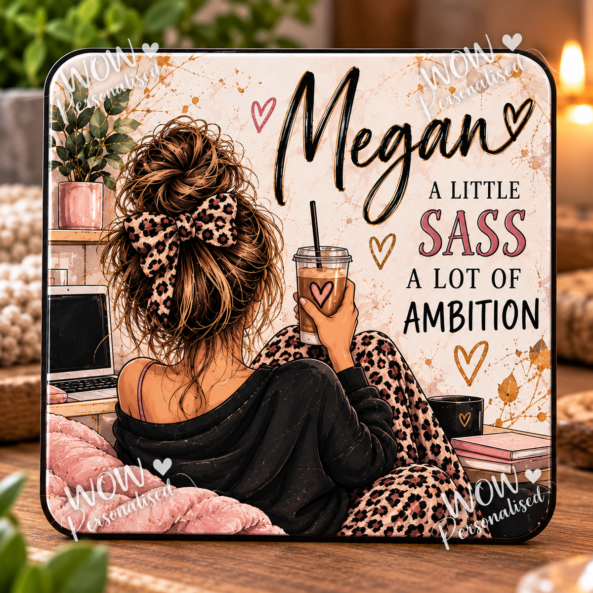 Personalised Sassy & Ambitious Coaster | Custom Name Gift