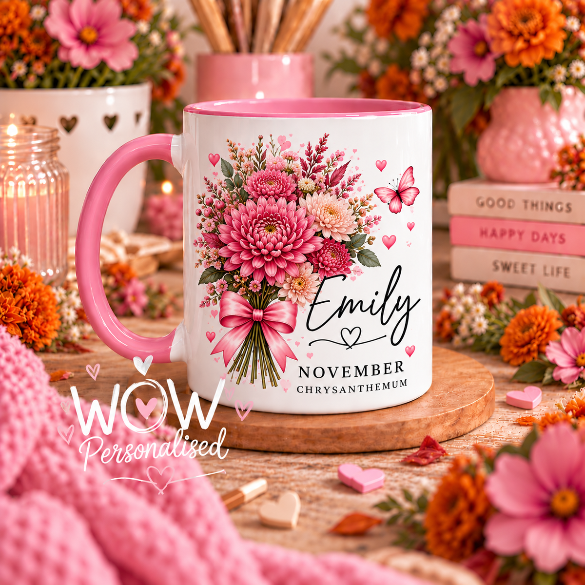 Personalised Birth Flower Mug with Name | Birth Month Flower Mug | Birthday Gift