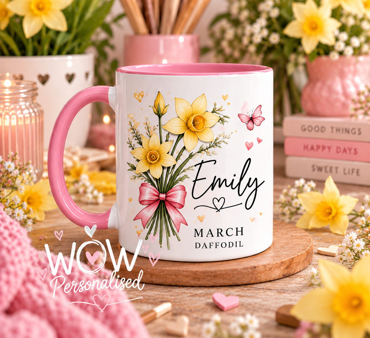 Personalised Birth Flower Mug with Name | Birth Month Flower Mug | Birthday Gift