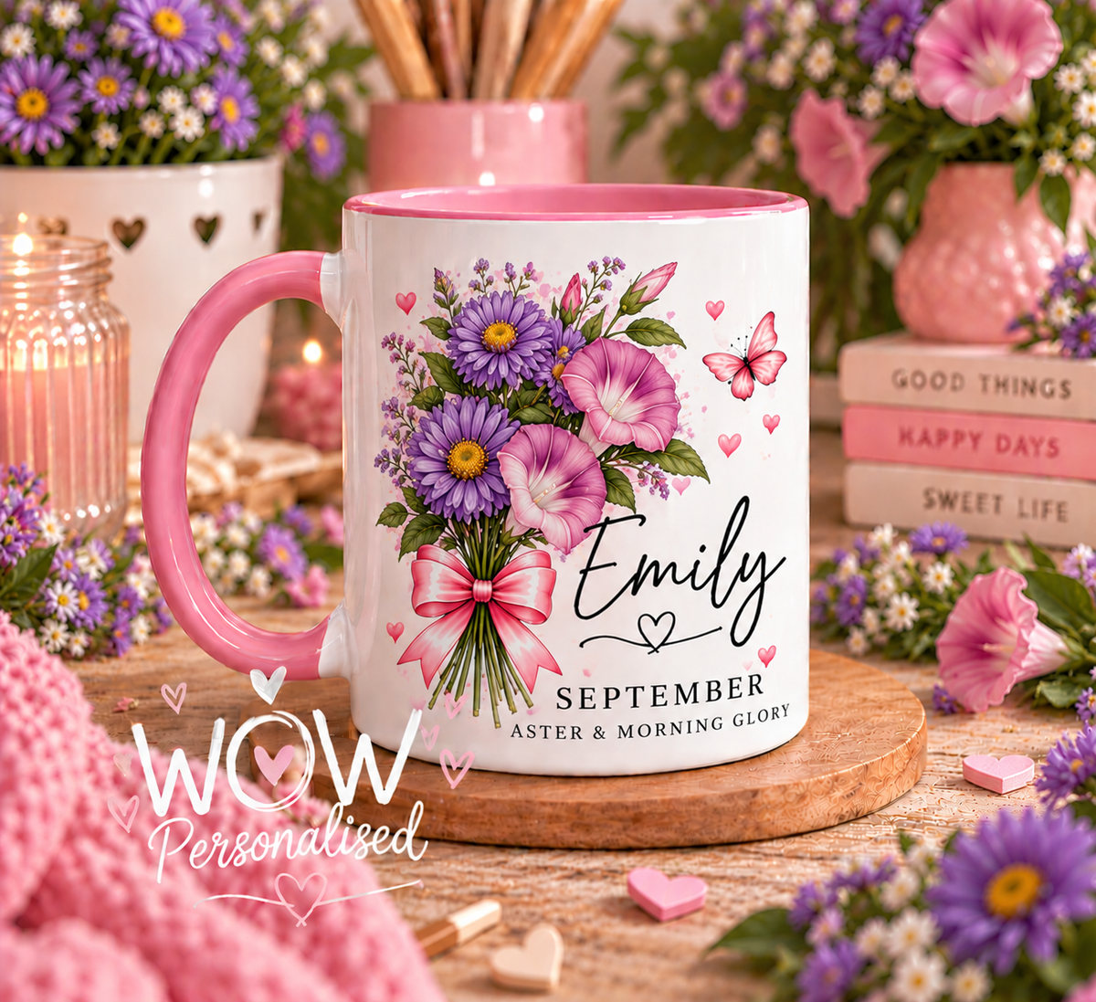 Personalised Birth Flower Mug with Name | Birth Month Flower Mug | Birthday Gift