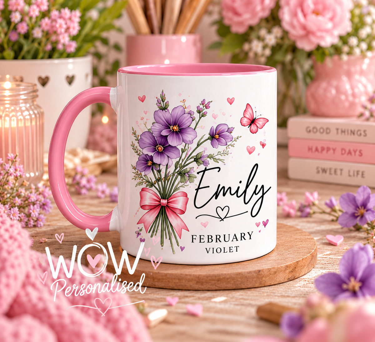 Personalised Birth Flower Mug with Name | Birth Month Flower Mug | Birthday Gift