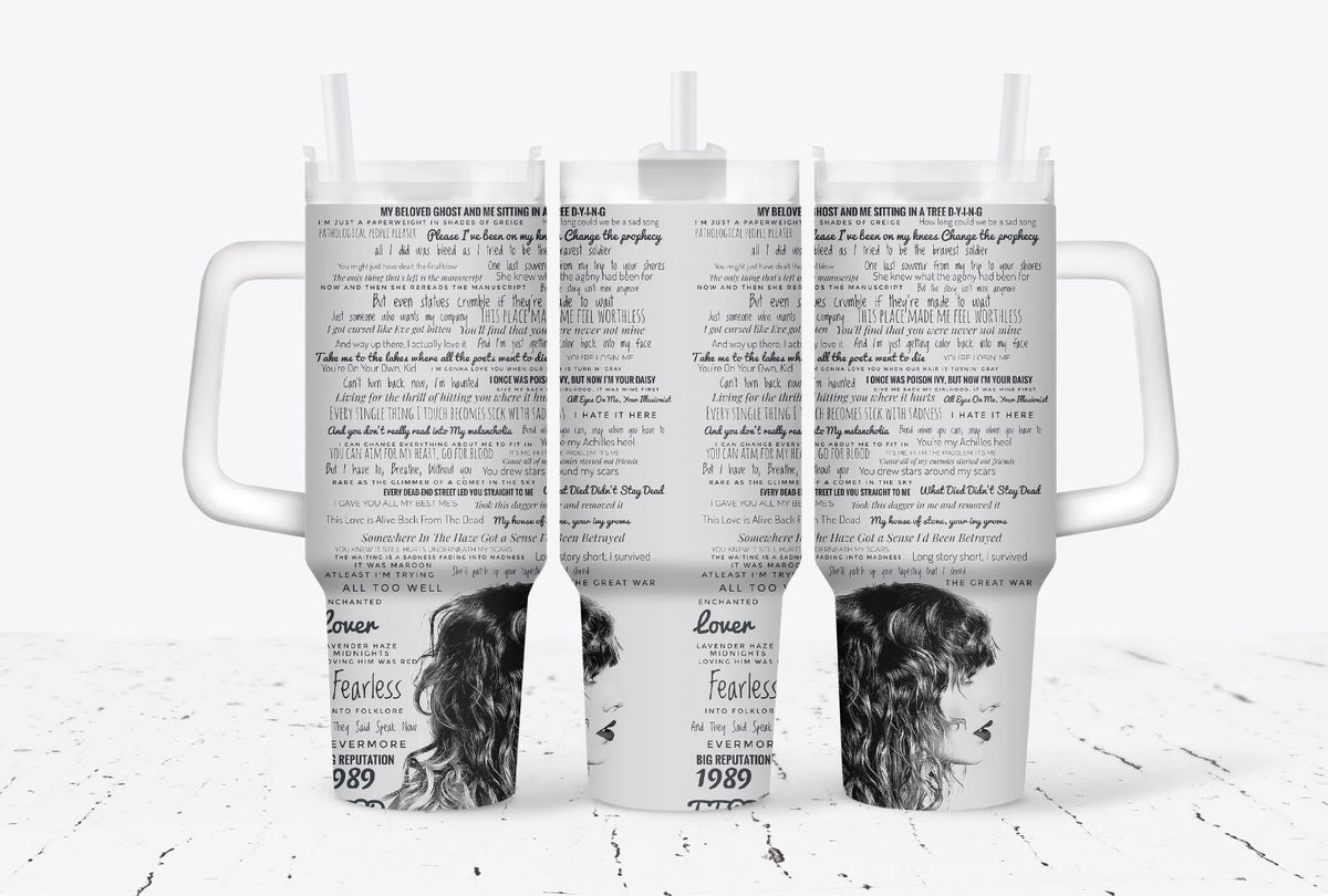 Swiftie Inspired Eras 40oz Tumbler with Handle & Straw | Music Fan Insulated Travel Mug