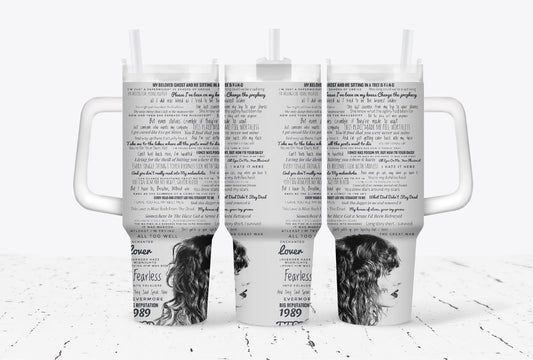 Swiftie Inspired Eras 40oz Tumbler with Handle & Straw | Music Fan Insulated Travel Mug