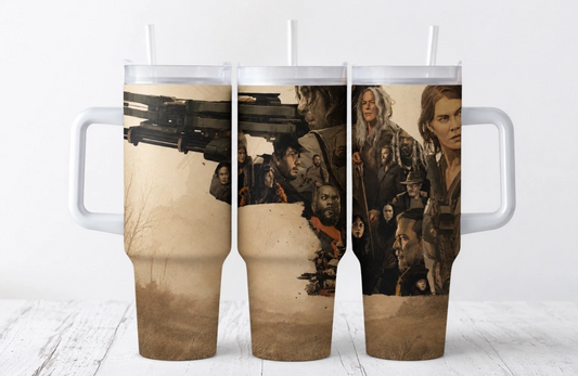 Post-Apocalyptic Survivor Inspired 40oz Tumbler with Handle – Insulated Stainless Steel Travel Cup | Gamer Gift