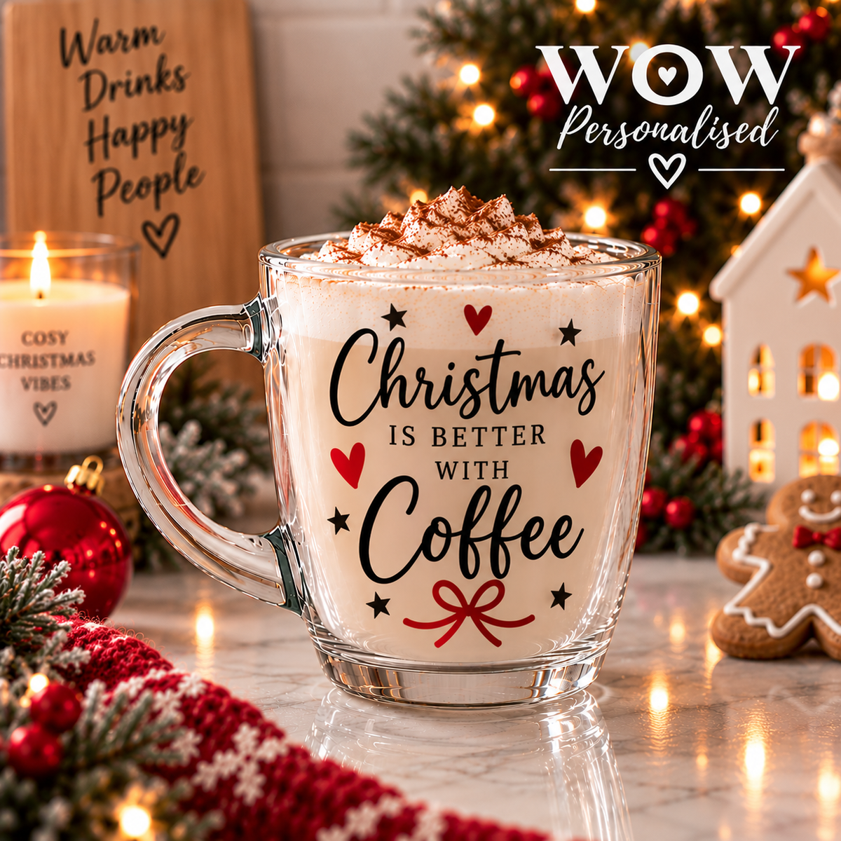 Christmas Is Better With Coffee Glass Mug | Festive Coffee Cup
