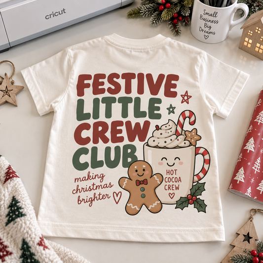 Festive Little Crew Club Kids Christmas T-Shirt | Cute Xmas Top