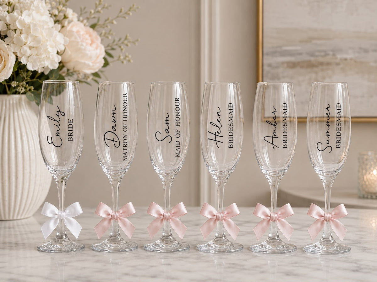 Personalised Wedding Champagne Flutes | Bridal Party Glasses