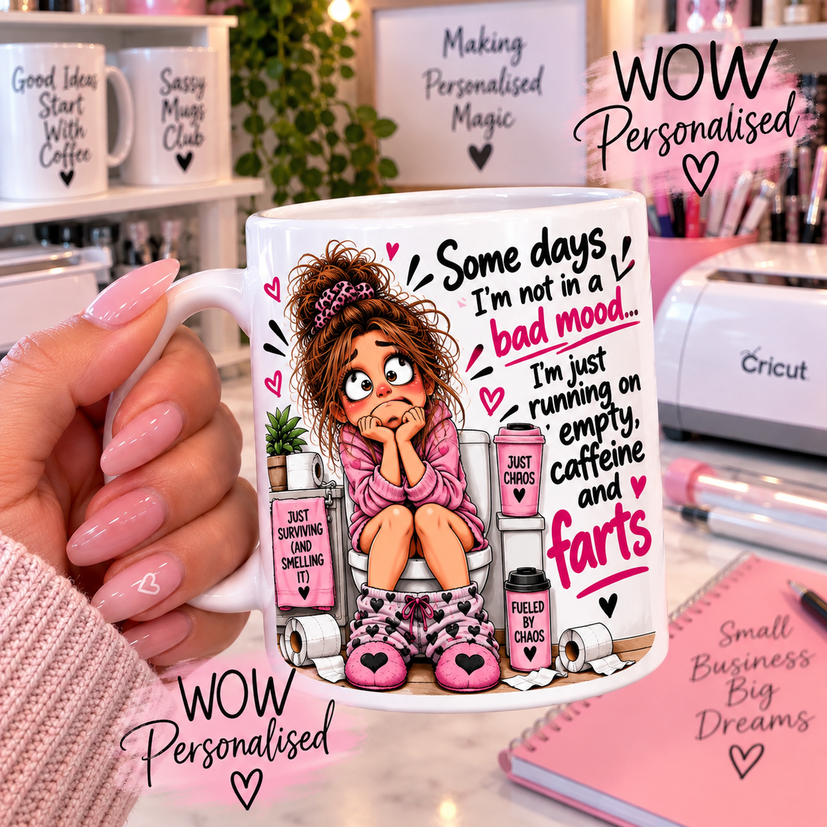 Funny Bad Mood Mug for Her | Rude Fart Humour Mug | WOW Personalised