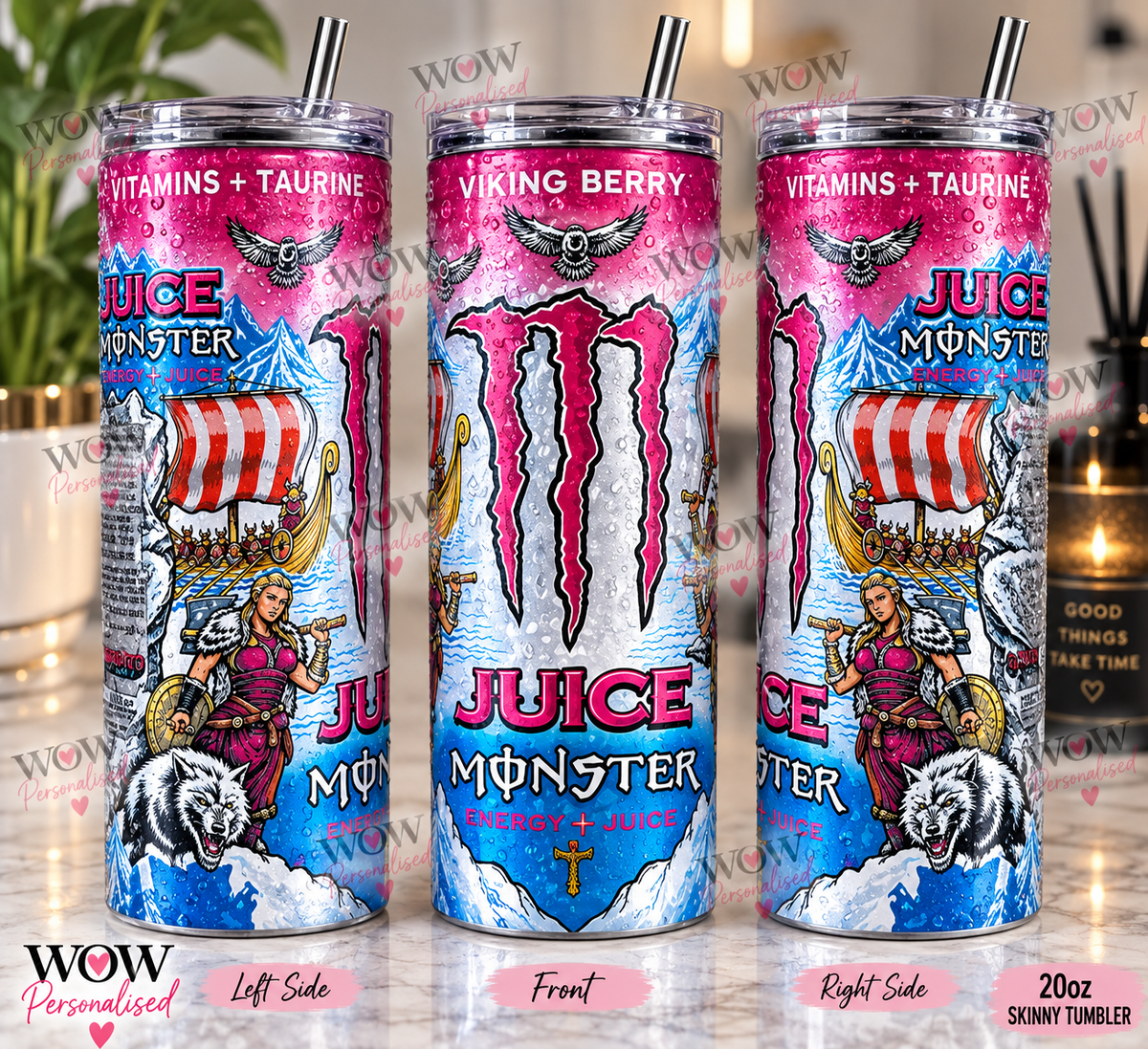 Viking Berry Inspired 20oz Skinny Tumbler | Energy Drink Design