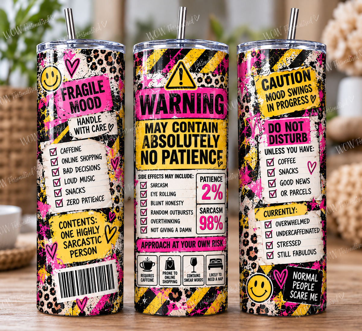 Absolutely No Patience 20oz Tumbler | Funny Sarcastic Travel Cup