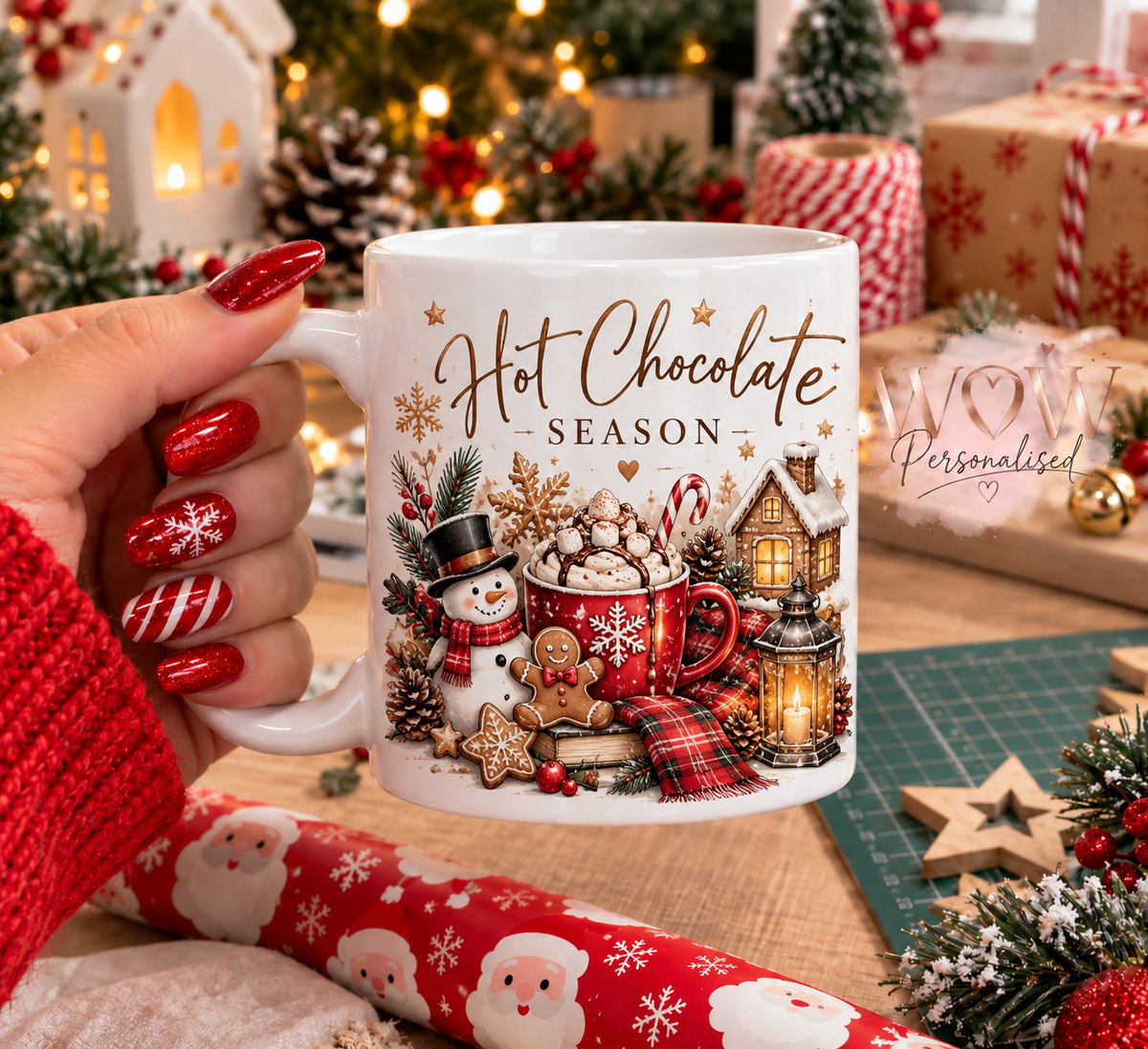 Hot Chocolate Season Christmas Mug | Aesthetic 11oz Festive Mug