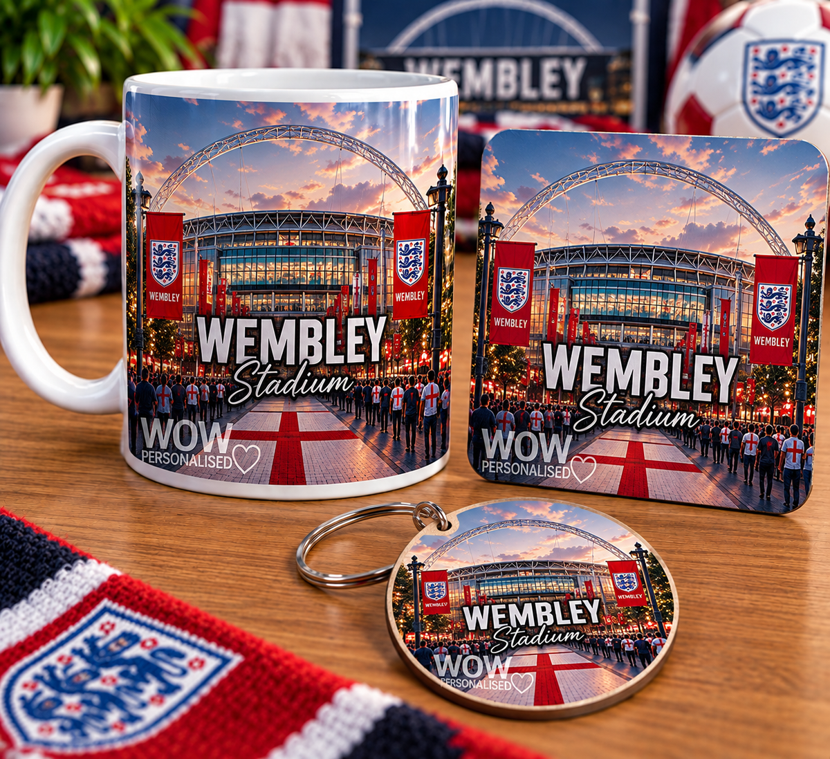 Wembley Stadium Football Gift Set – Mug, Coaster & Keyring