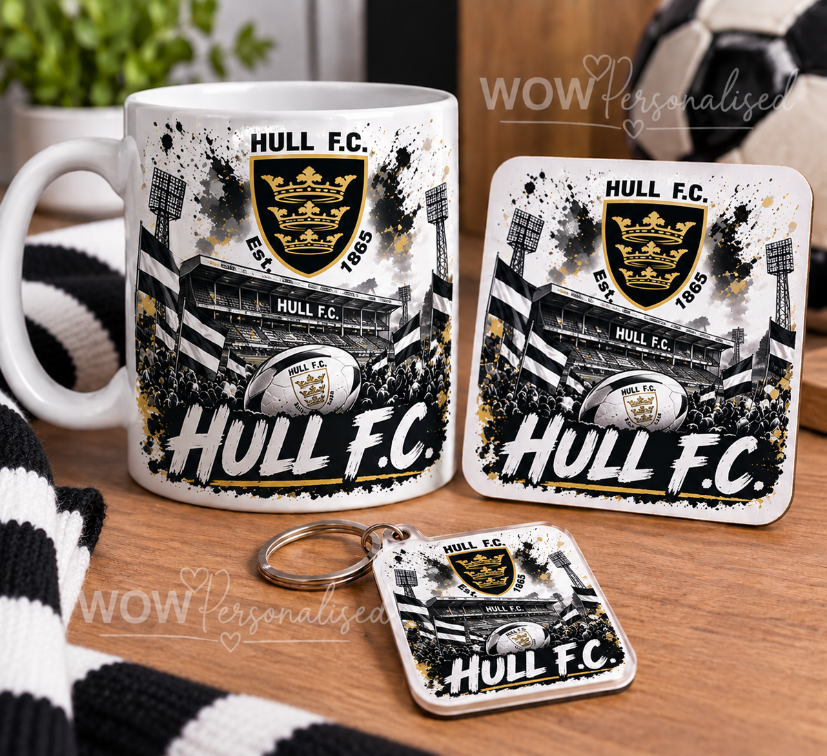 Hull FC Rugby Mug, Coaster & Keyring Gift Set | Hull FC Fan Gift