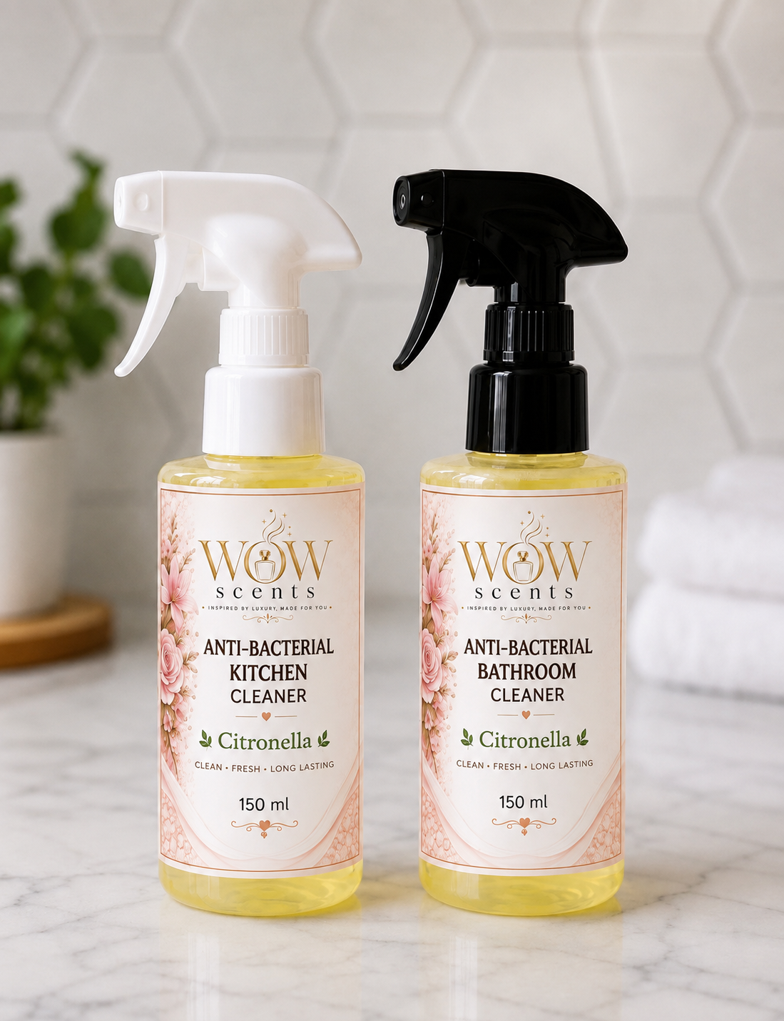 Anti-Bac Kitchen & Bathroom Cleaner Duo Set | Multi-Surface Cleaning Spray | 2 x 150ml Odourise Fragrances