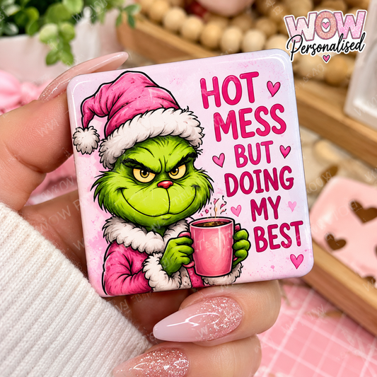 Hot Mess But Doing My Best – Christmas Fridge Magnet