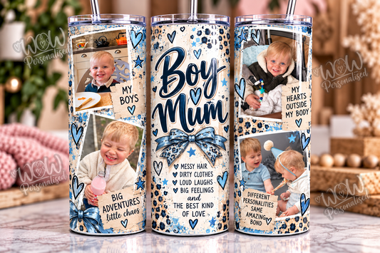 Personalised Boy Mum Photo 20oz Skinny Tumbler | Custom Picture Cup