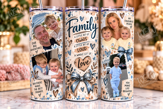 Personalised Family Photo 20oz Skinny Tumbler | Custom Picture Cup