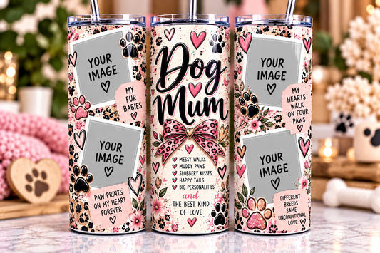 Personalised Dog Mum Photo 20oz Skinny Tumbler | Custom Pet Picture Cup