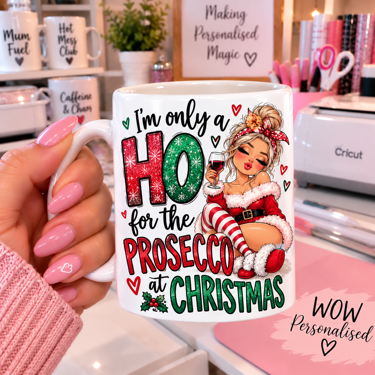 Funny Christmas Prosecco Mug | Ho Ho Ho Festive 11oz Coffee Cup