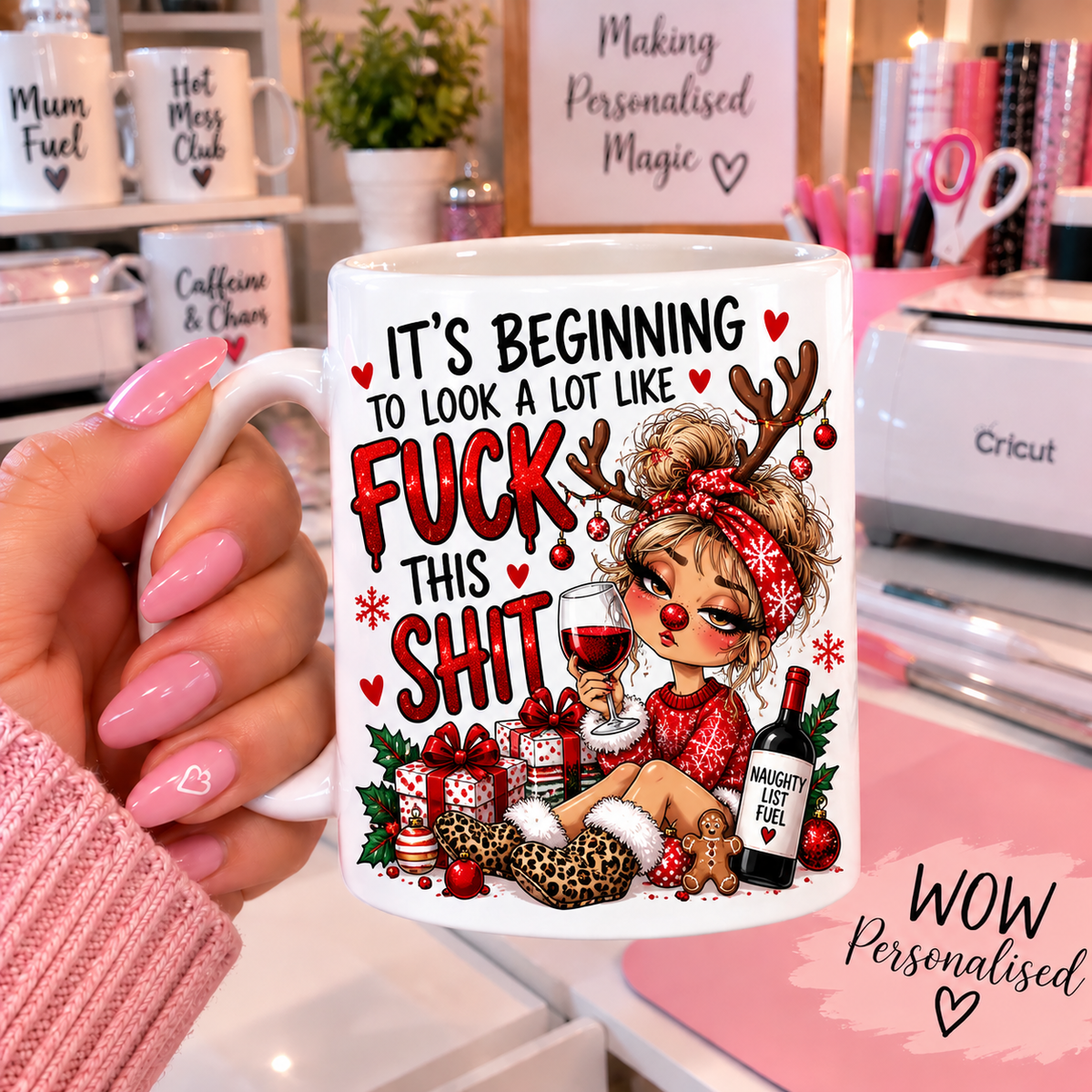Rude Christmas Mug | Funny Adult Xmas Gift | 11oz Ceramic Mug
