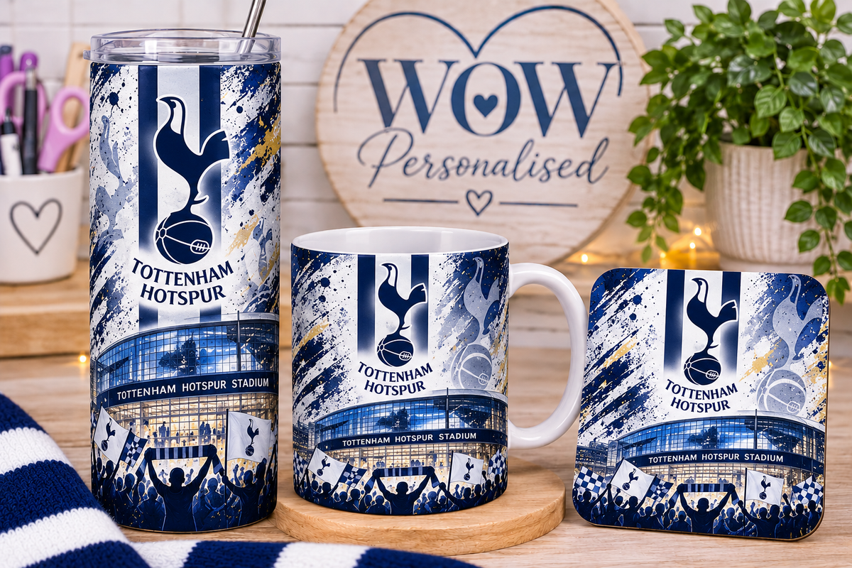 Tottenham Hotspur FC Football Gift Set | 20oz Skinny Tumbler, Mug & Coaster | Spurs Fan Gifts