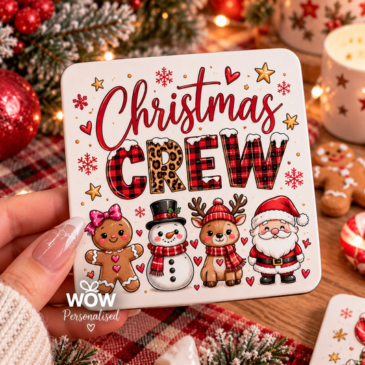 Christmas Crew Coaster | Cute Festive Character Coaster | Christmas Gift