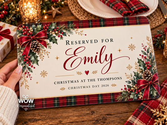 Personalised Christmas Place Mat | Reserved for Name Festive Table Mat | Family Christmas Decor
