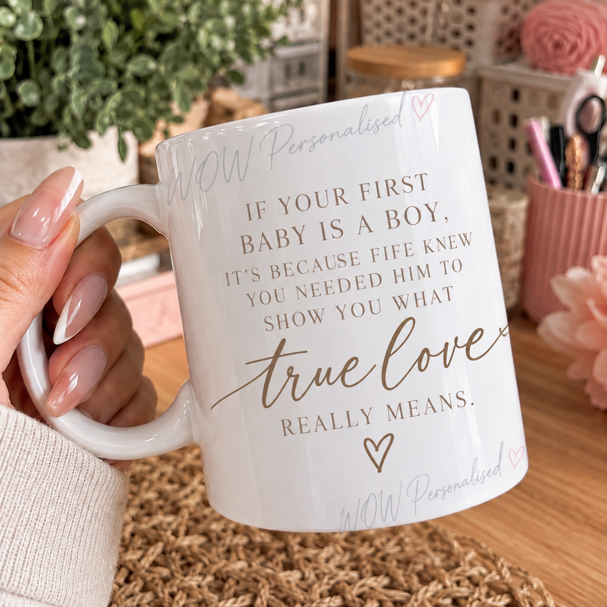 First Baby Boy Mum Mug | True Love Quote 11oz White Ceramic Mug | Sentimental Gift for Boy Mums | WOW Personalised
