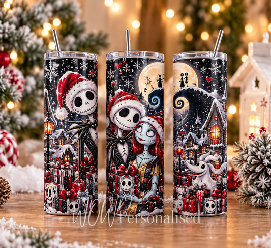 Nightmare Before Christmas Inspired 20oz Skinny Tumbler | Jack & Sally Christmas Cup