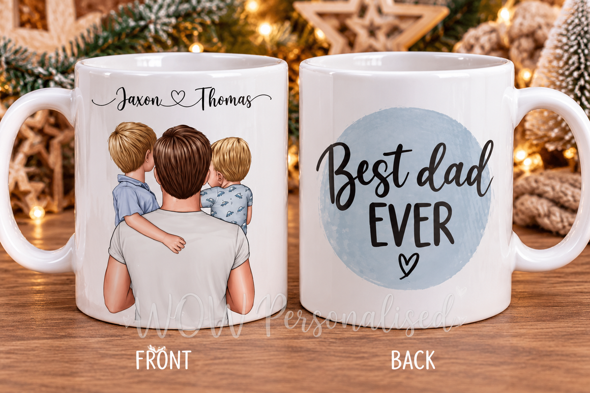 Personalised Best Dad Ever Mug | Daddy & Children Mug | Father’s Day & Christmas Gift